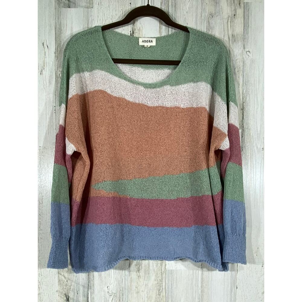 Adora Womens Sweater Size‎ Small Multicolor Pastel Very Oversized Boxy